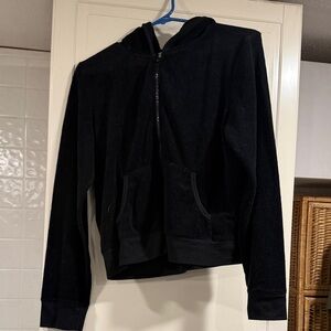 David Wayne Black Zip-Up Hoodie size petite large 1:9